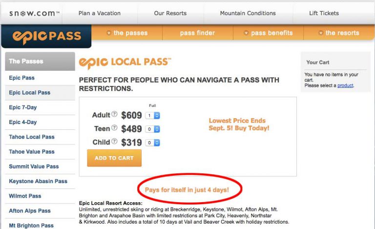 epic kids pass cost local